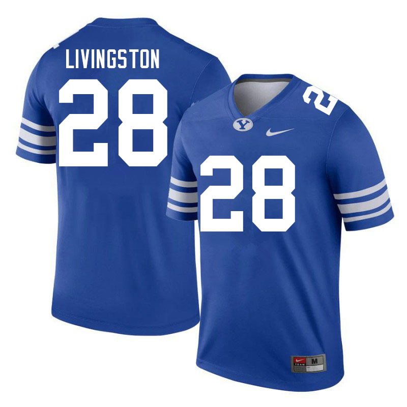 Men #28 Hayden Livingston BYU Cougars College Football Jerseys Sale-Royal